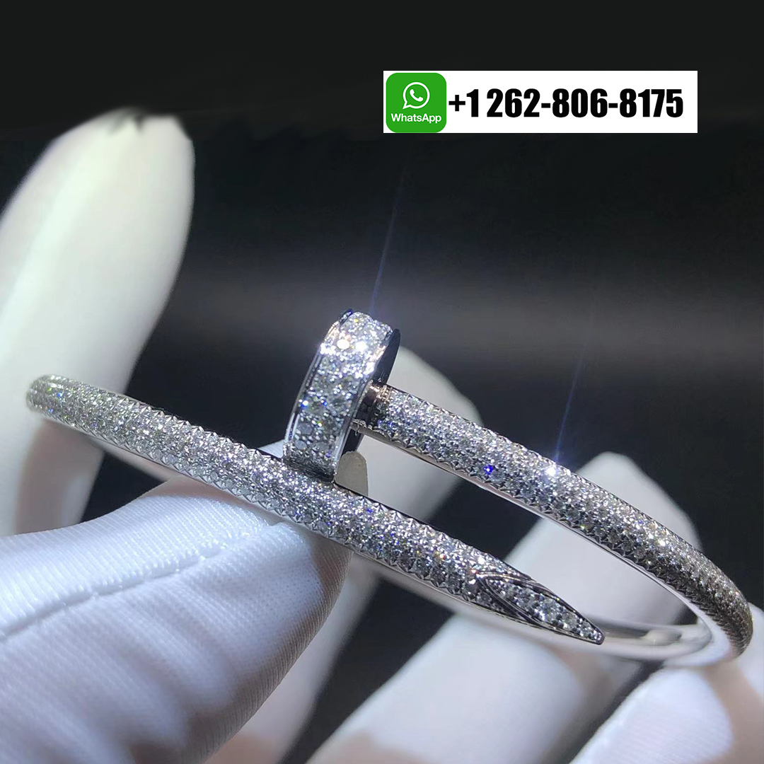Cartier Juste Un Clou Classic Model Half Diamond Paved Bracelet 18k White Gold N6707317