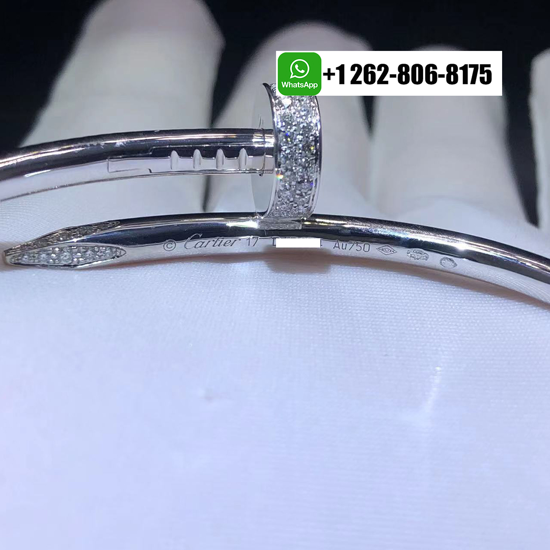 Cartier Juste Un Clou Classic Model Half Diamond Paved Bracelet 18k White Gold N6707317