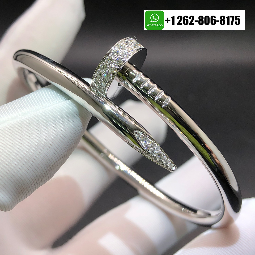 Cartier Juste Un Clou Diamonds Nail Large Model Bracelet 18k White Gold N6721617