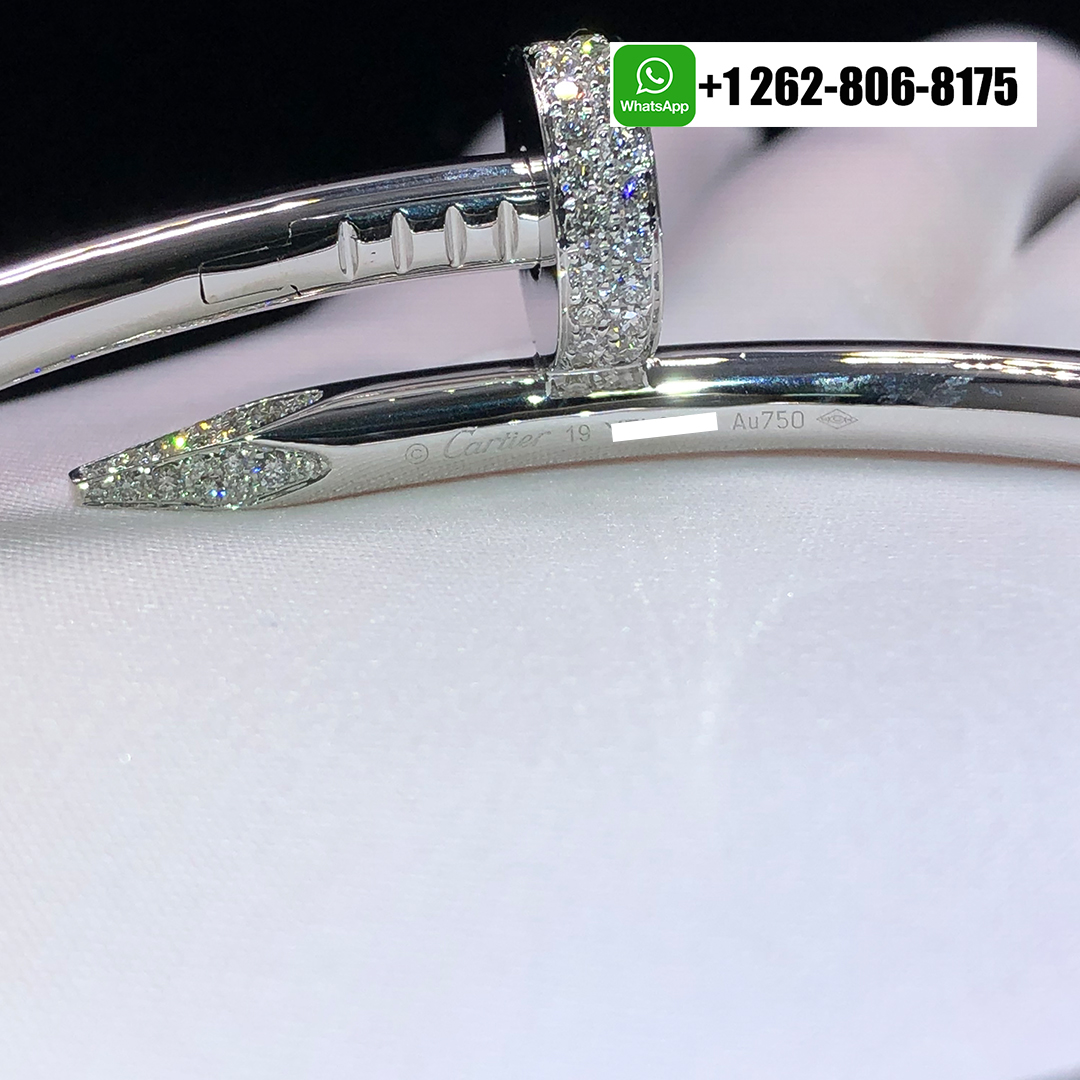 Cartier Juste Un Clou Diamonds Nail Large Model Bracelet 18k White Gold N6721617