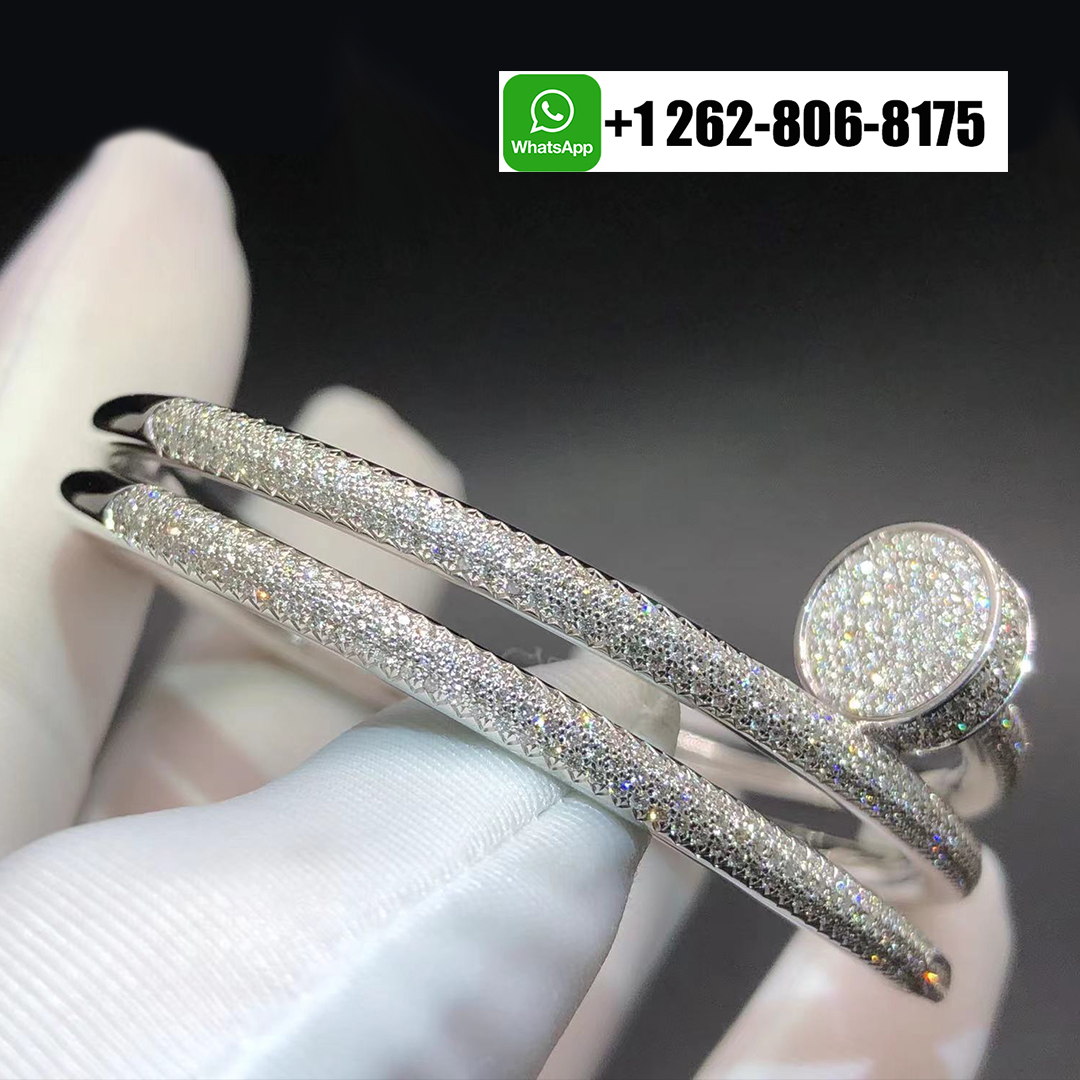 Cartier Juste un Clou Pave Diamond 18k White Gold Two Coil Bracelet N6708717