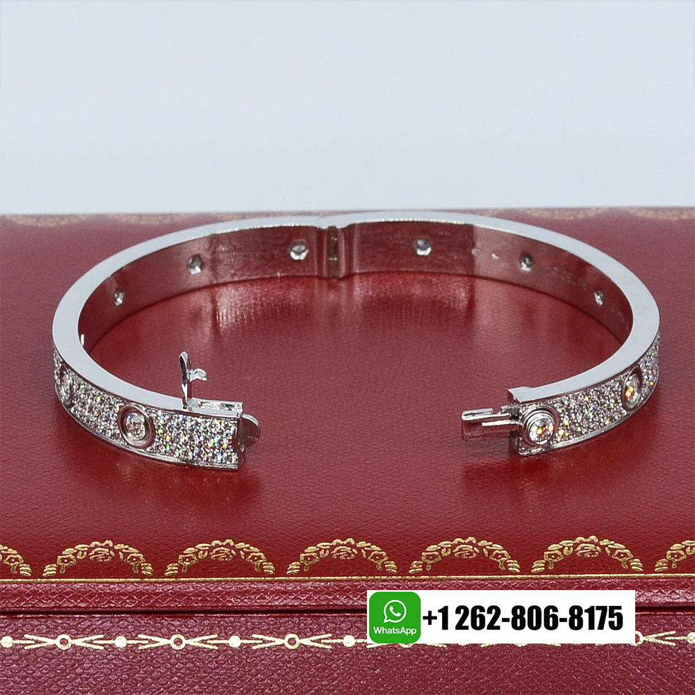 Cartier LOVE Classic Model 12 Diamonds Bracelet 18k White Gold Pave Diamonds