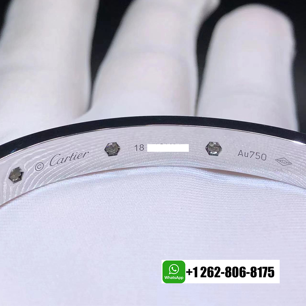 Cartier LOVE Classic Model 12 Diamonds Bracelet 18k White Gold Pave Diamonds