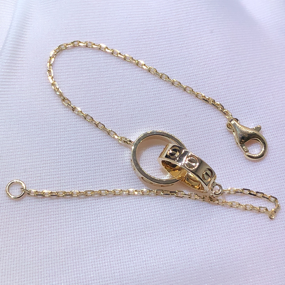 Cartier Love Interlocking Circle Chain Bracelet 18k Yellow Gold