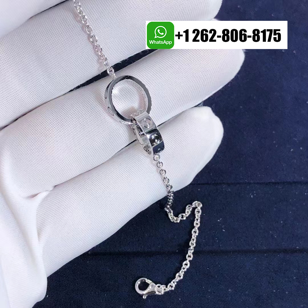 Cartier Love Interlocking Ring Chain Bracelet 18k White Gold
