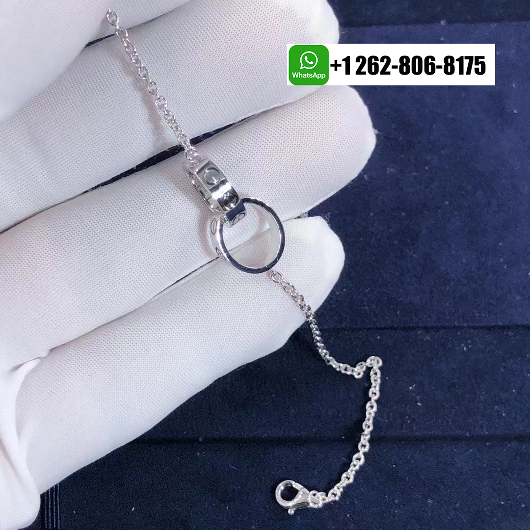 Cartier Love Interlocking Ring Chain Bracelet 18k White Gold
