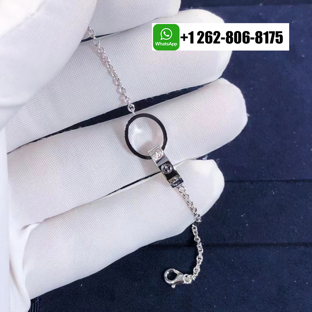 Cartier Love Interlocking Ring Chain Bracelet 18k White Gold