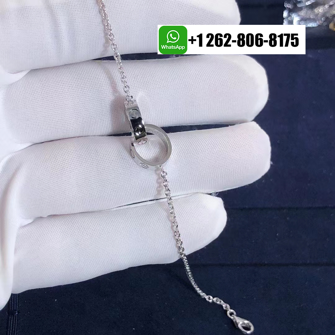 Cartier Love Interlocking Ring Chain Bracelet 18k White Gold