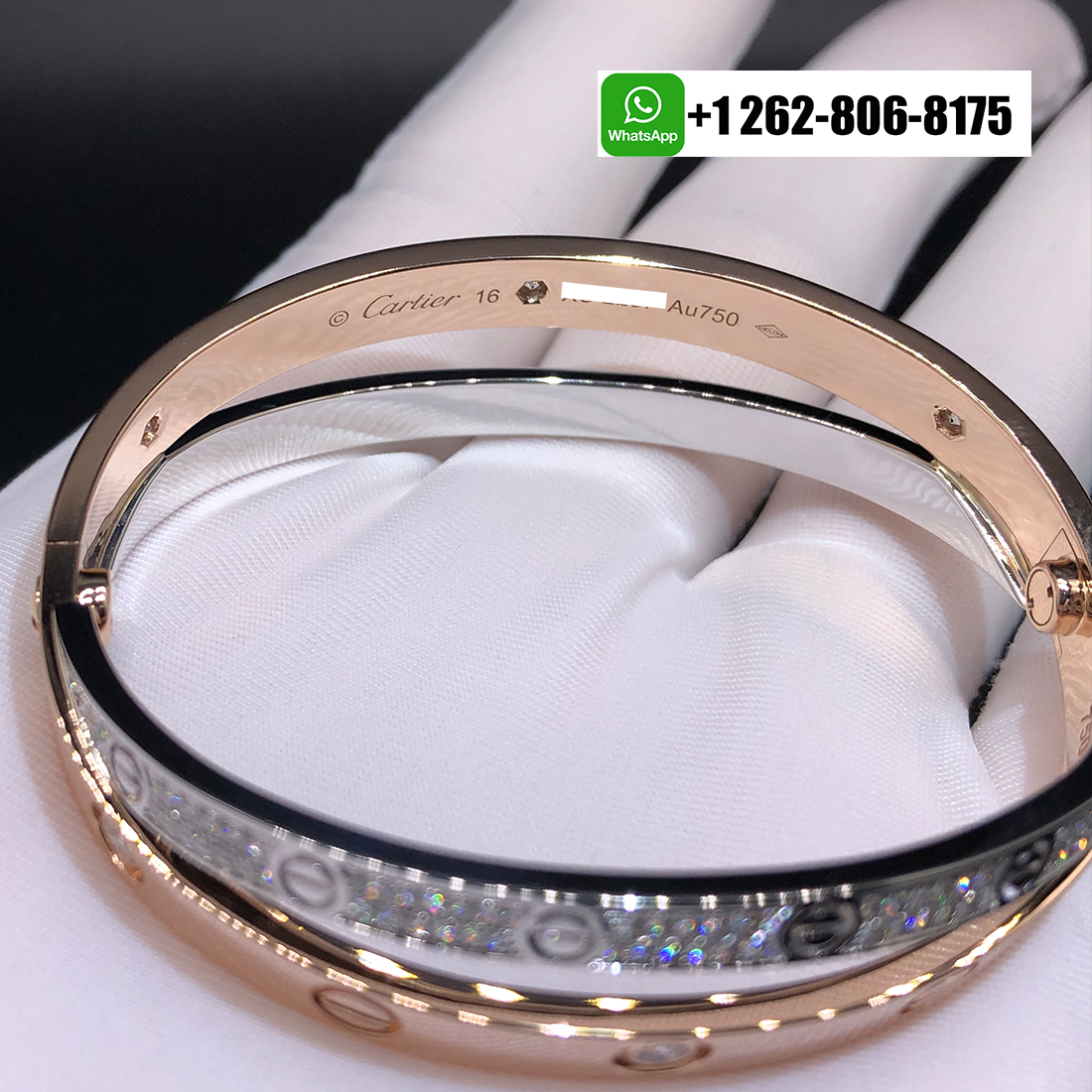 Cartier Love Paved Diamond Double 18k Two Tone Gold Bangle Bracelet