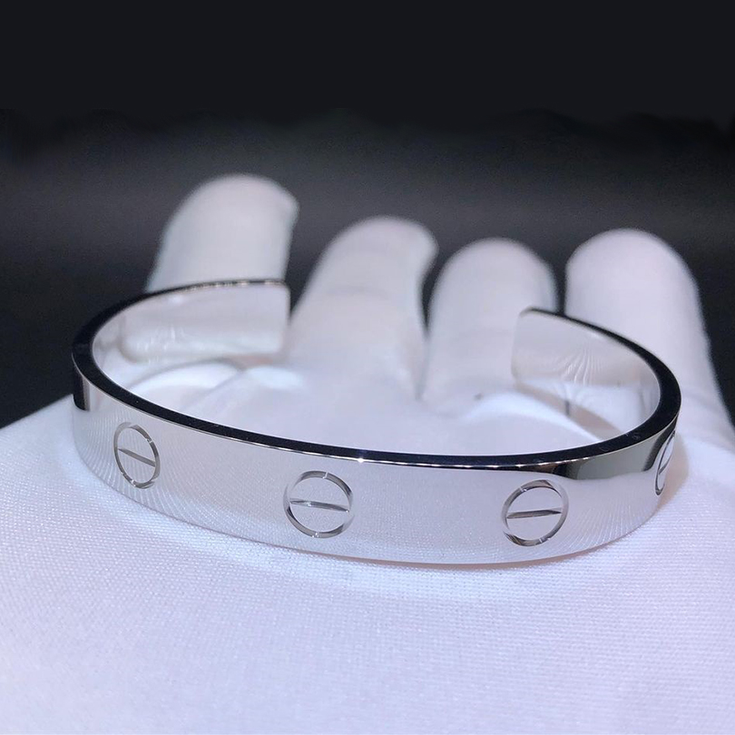 Cartier Open Cuff Large Model LOVE Bracelet 18k Solid 18k White Gold B6064717