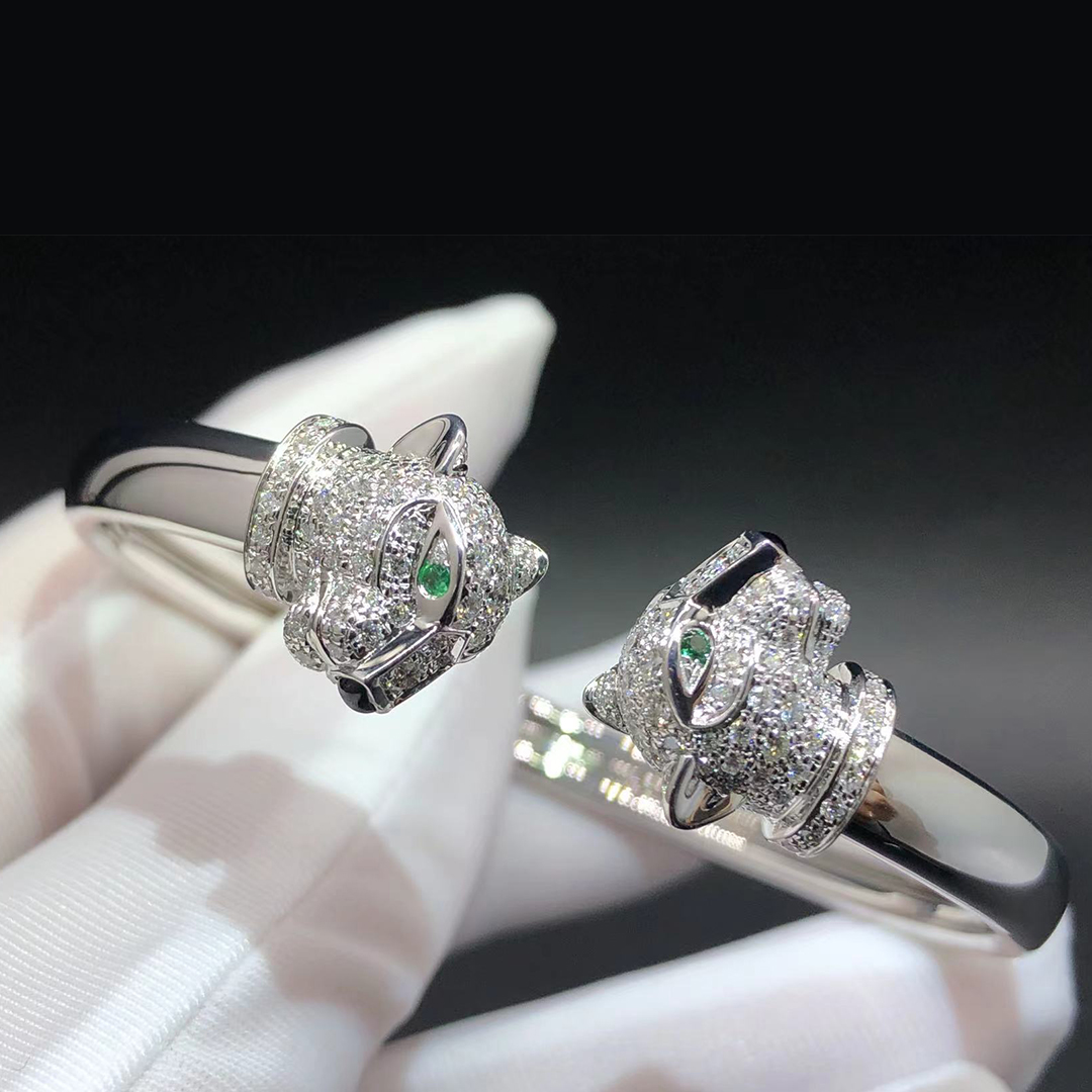 Cartier Panthere de Cartier 18K White Gold Diamonds Two Heads Bracelet N6706217