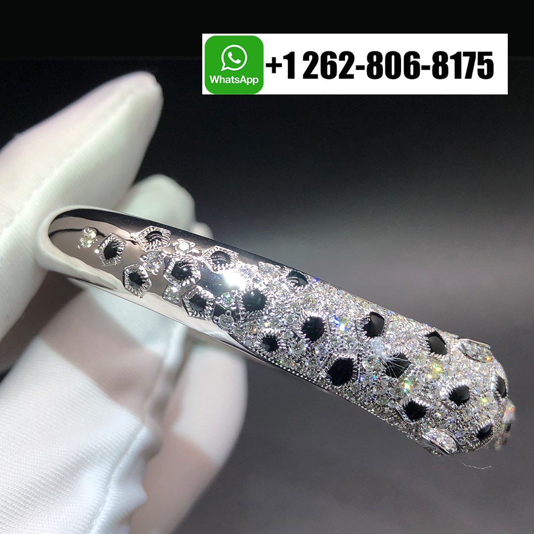 Cartier Panthere de Cartier 18k White Gold Diamonds Onyx Bracelet N6722317