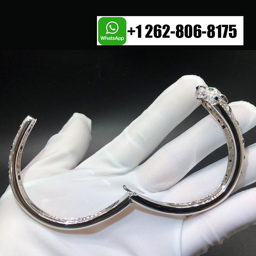 Cartier Panthere de Cartier 18k White Gold Diamonds Onyx Bracelet N6722317