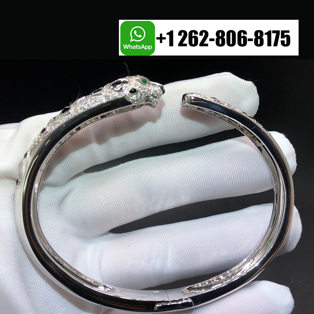 Cartier Panthere de Cartier 18k White Gold Diamonds Onyx Bracelet N6722317