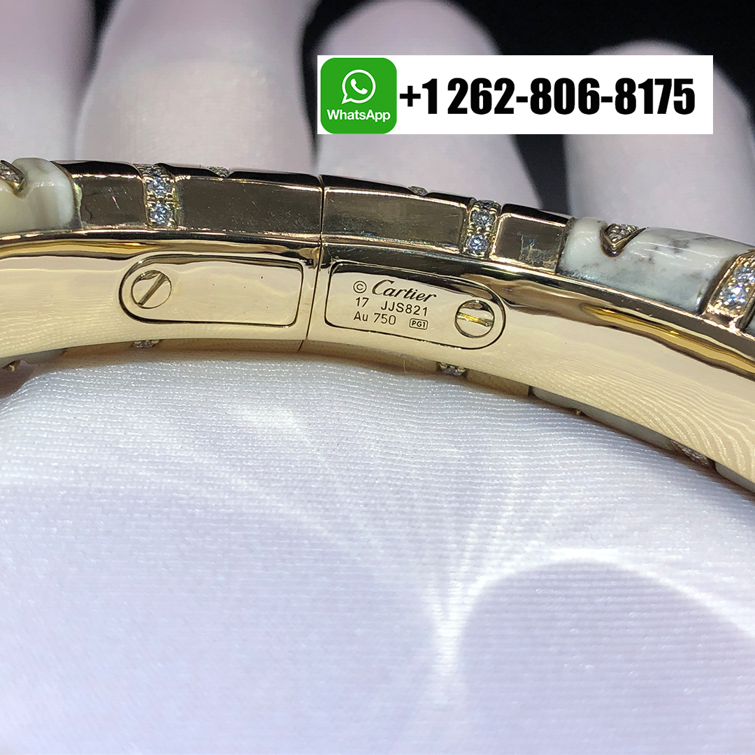Cartier Panthere de Cartier High Jewelry 18k Yellow Gold Sculpted Fossilised Wood Emerald Diamonds Bracelet H6029015