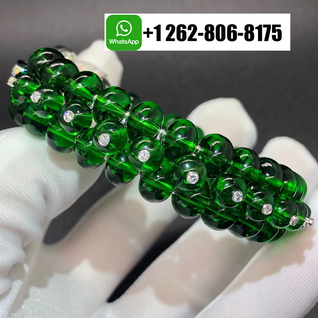 Cartier Panthere de Cartier High Jewelry Platinum Emerald Beads Pave Diamond Bracelet H6011416