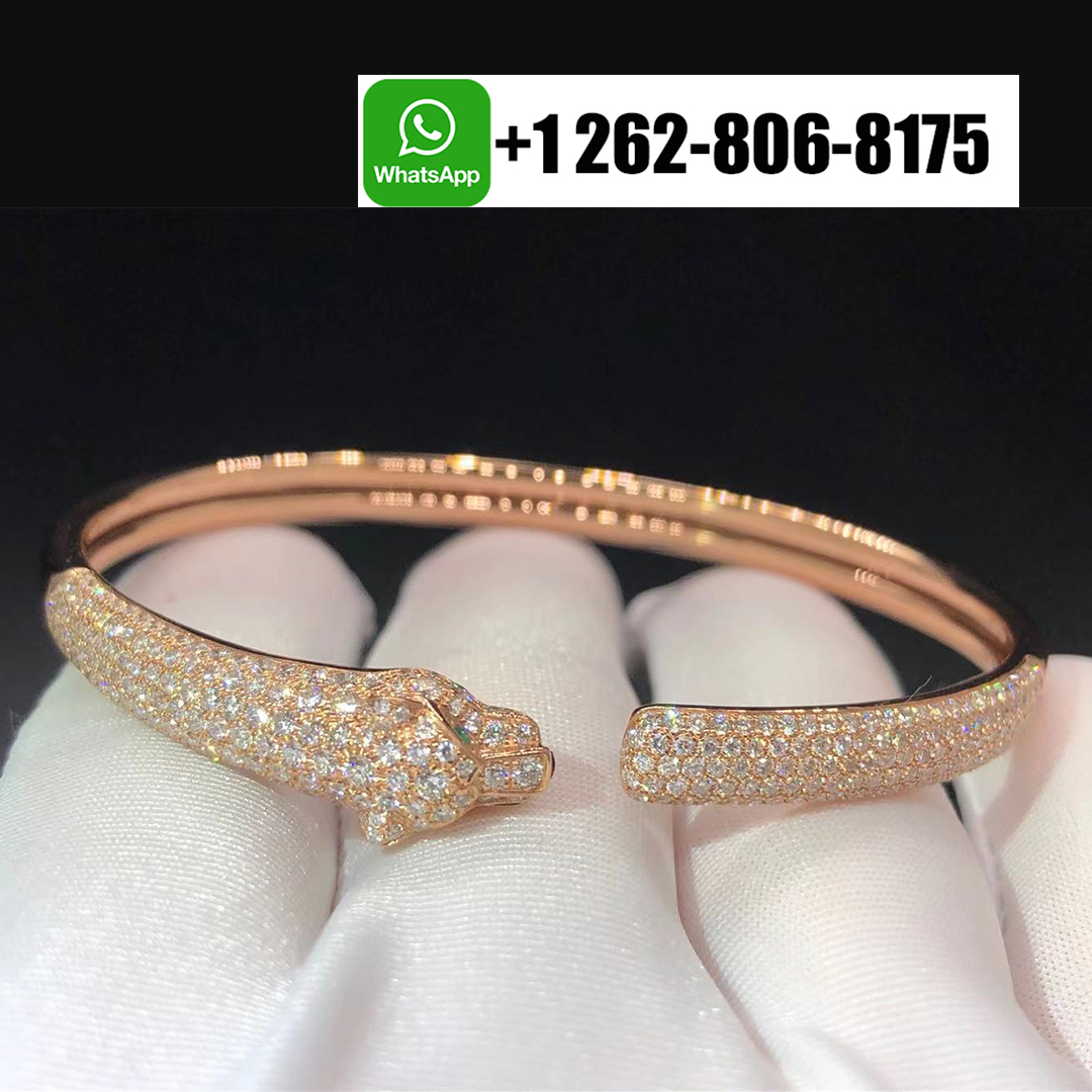 Cartier Panthere de Cartier Pave Diamonds Small Model Bracelet in 18K Rose Gold N6718217
