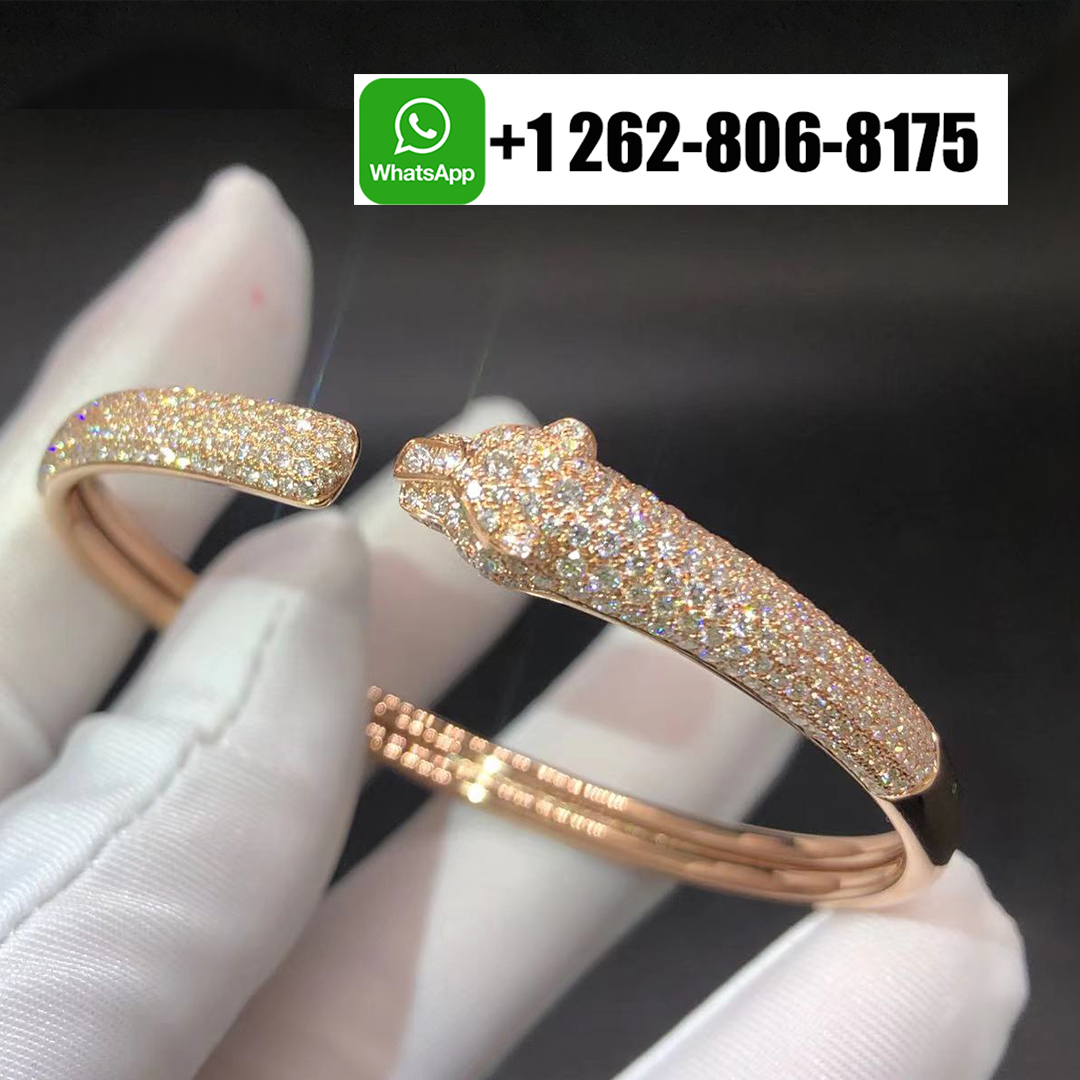 Cartier Panthere de Cartier Pave Diamonds Small Model Bracelet in 18K Rose Gold N6718217