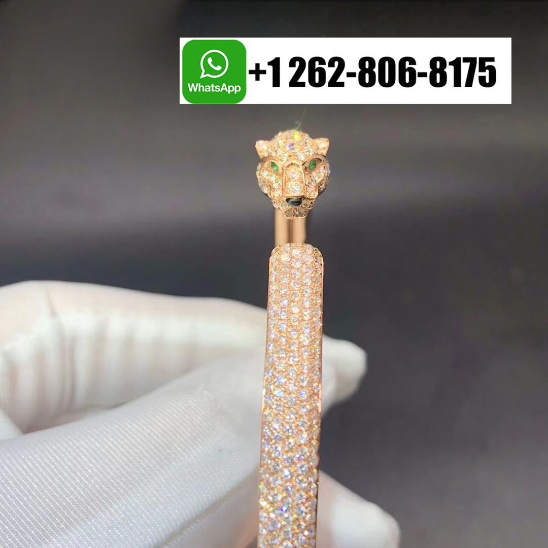 Cartier Panthere de Cartier Pave Diamonds Small Model Bracelet in 18K Rose Gold N6718217