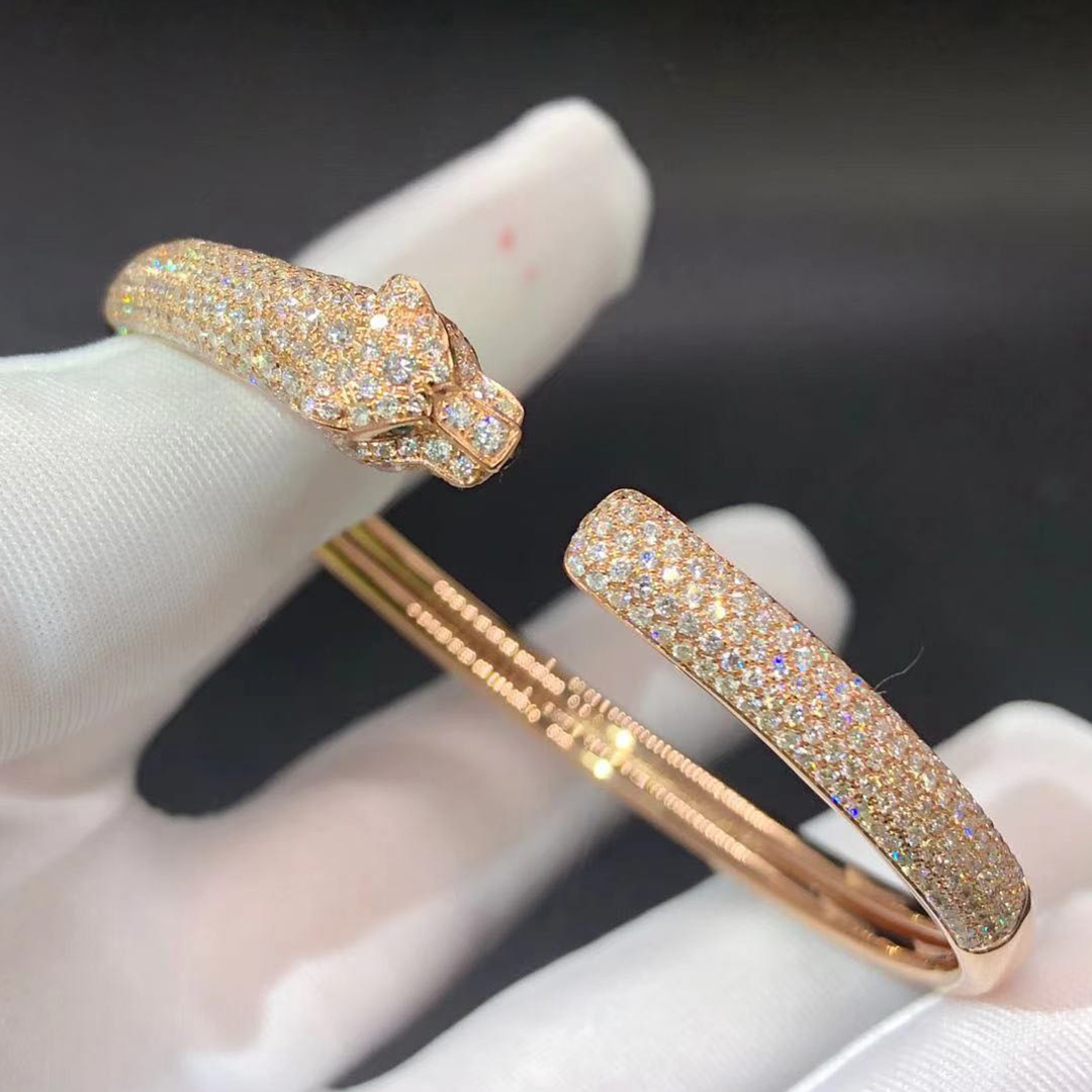 Cartier Panthere de Cartier Pave Diamonds Small Model Bracelet in 18K Rose Gold N6718217