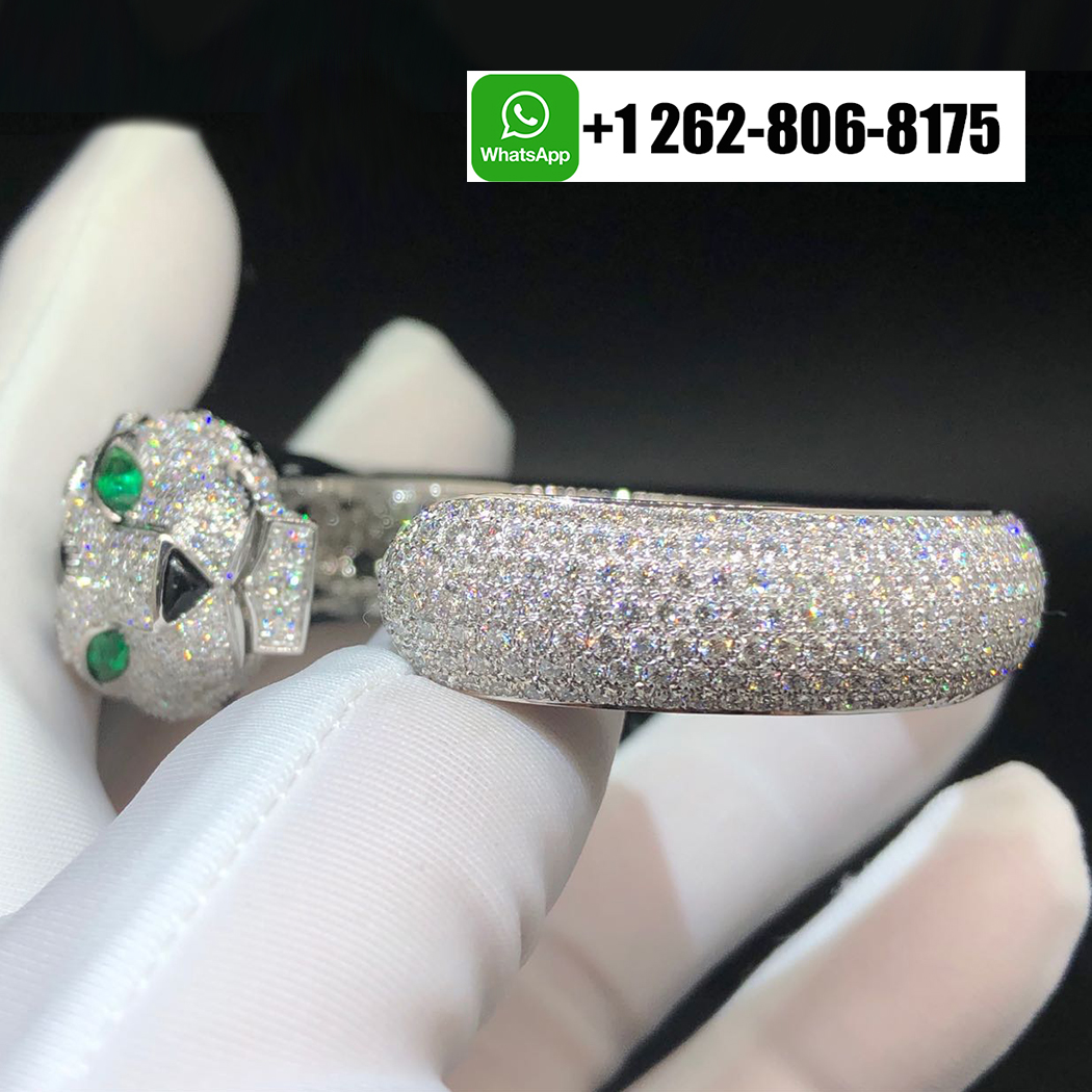 Cartier Platinum Panthère de Cartier Full Pave Diamonds Onyx High Jewelry Bracelet H6007517
