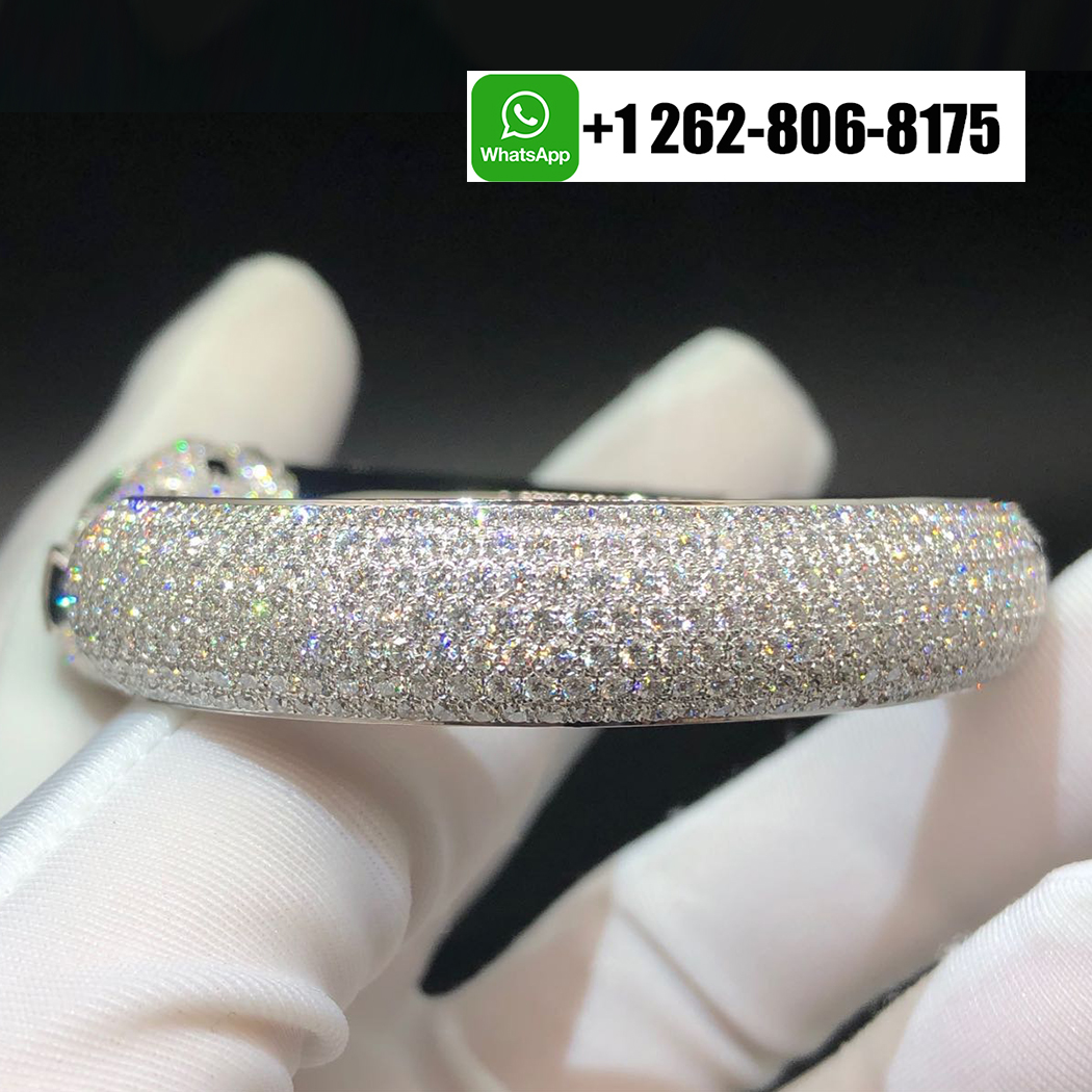 Cartier Platinum Panthère de Cartier Full Pave Diamonds Onyx High Jewelry Bracelet H6007517