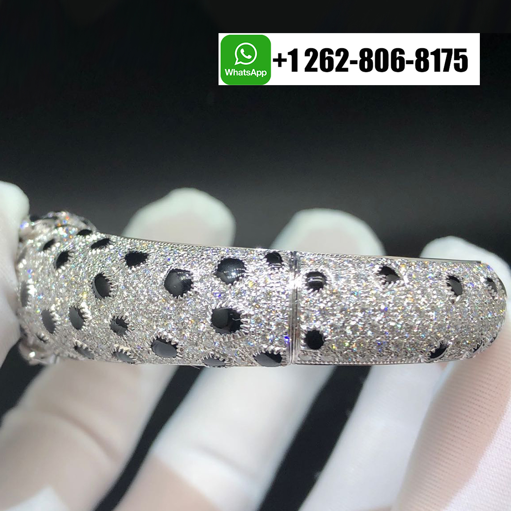 Cartier Platinum Panthère de Cartier Full Pave Diamonds Onyx High Jewelry Bracelet H6007517