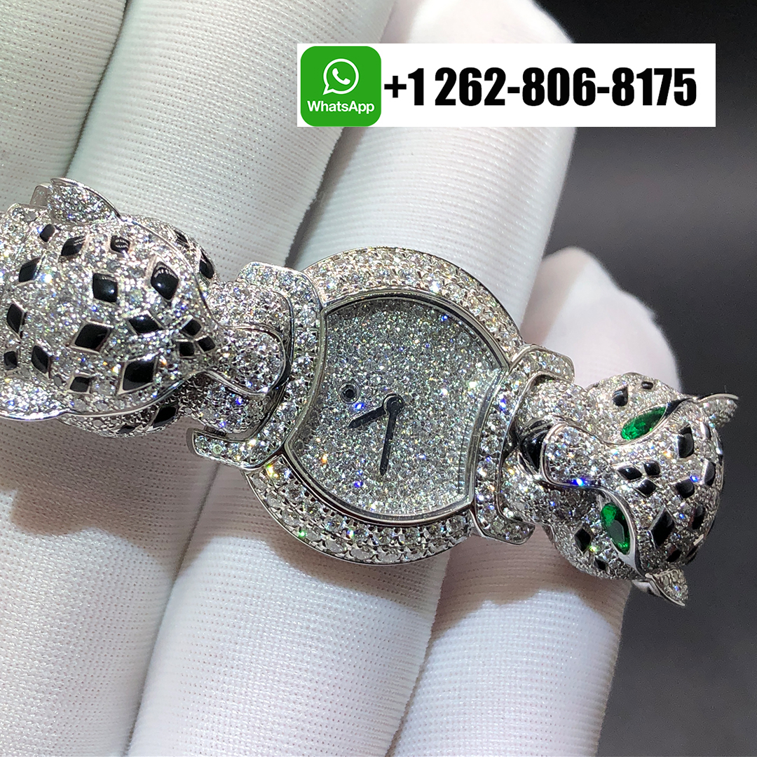 Cartier Woemen’s La Panthere de Cartier 18k White Gold Full Pave Diamonds 22.2mm High Jewelry Watch