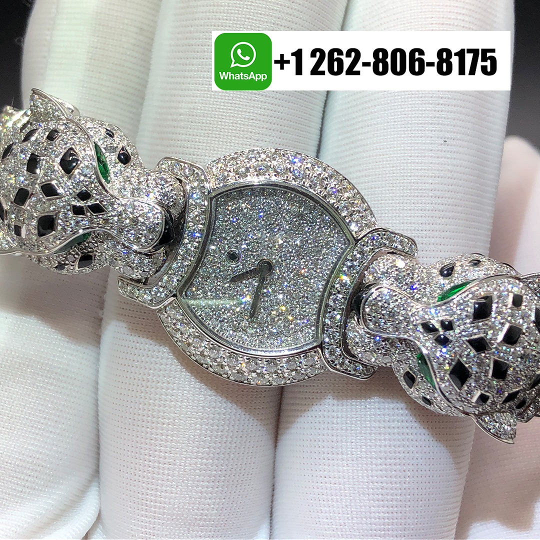 Cartier Woemen’s La Panthere de Cartier 18k White Gold Full Pave Diamonds 22.2mm High Jewelry Watch