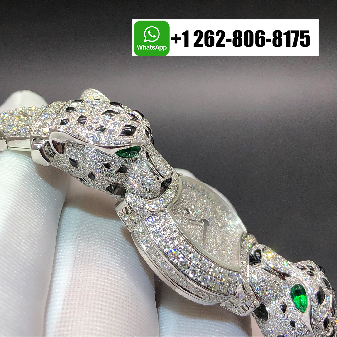 Cartier Woemen’s La Panthere de Cartier 18k White Gold Full Pave Diamonds 22.2mm High Jewelry Watch