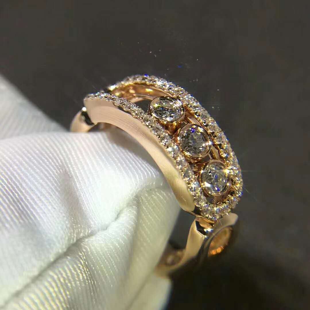 Messika 18k Rose Gold Move Classique Pavé Diamond Ring 04000