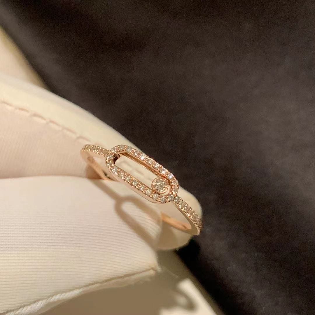 Messika Move Uno Diamond Pave 18K Rose Gold Ring 5630