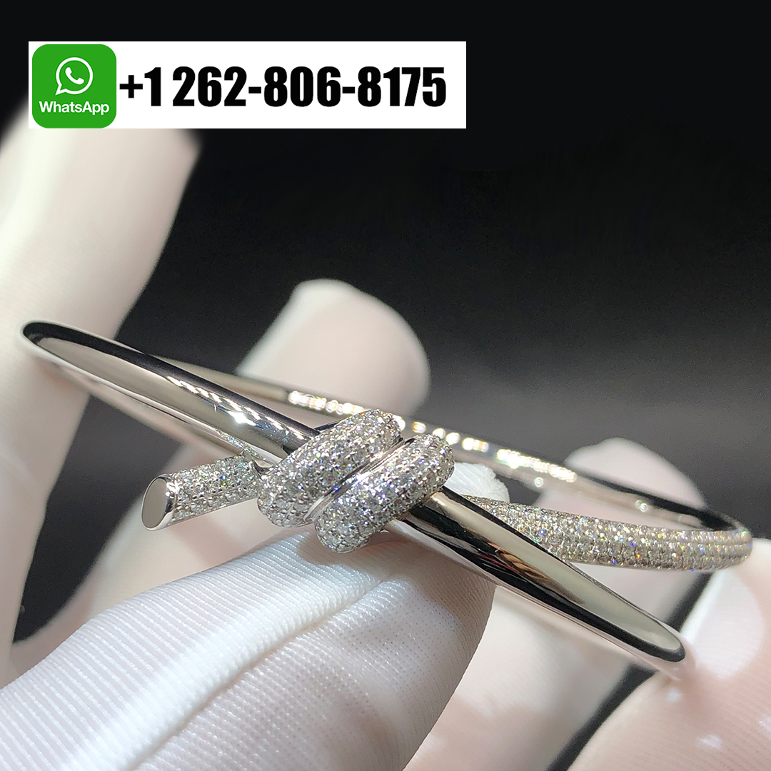 Tiffany Knot Double Row Bracelet in 18K White Gold with Diamonds
