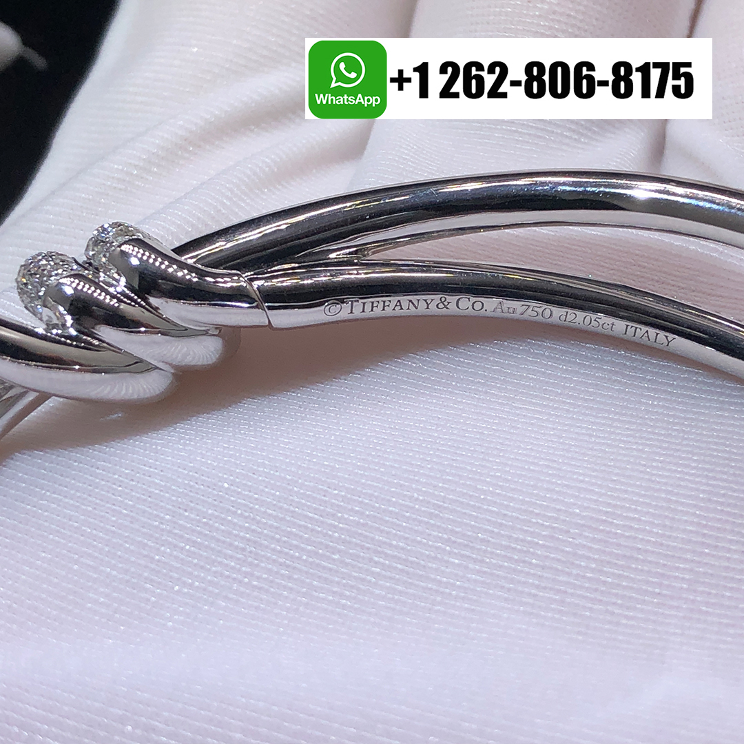 Tiffany Knot Double Row Bracelet in 18K White Gold with Diamonds