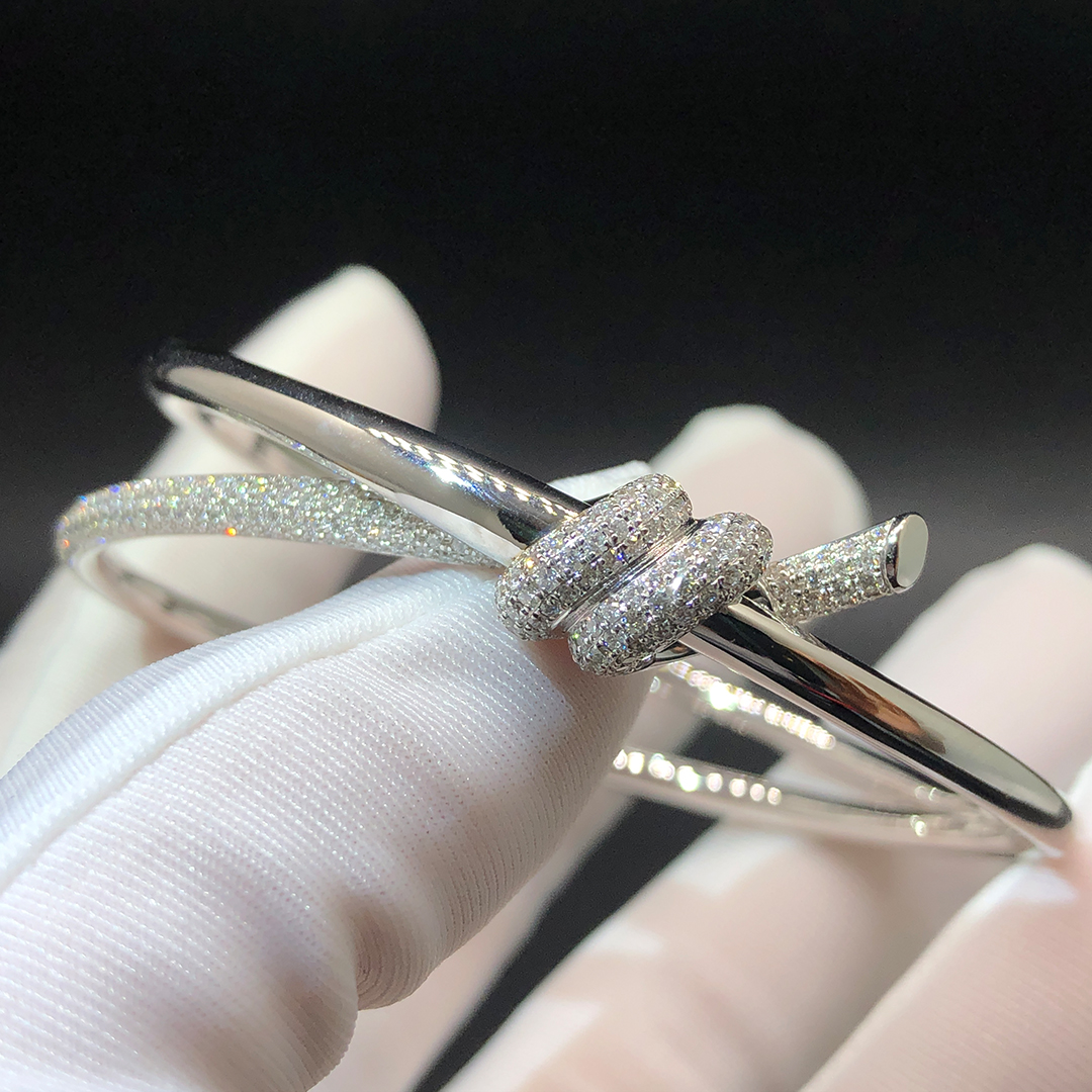 Tiffany Knot Double Row Bracelet in 18K White Gold with Diamonds