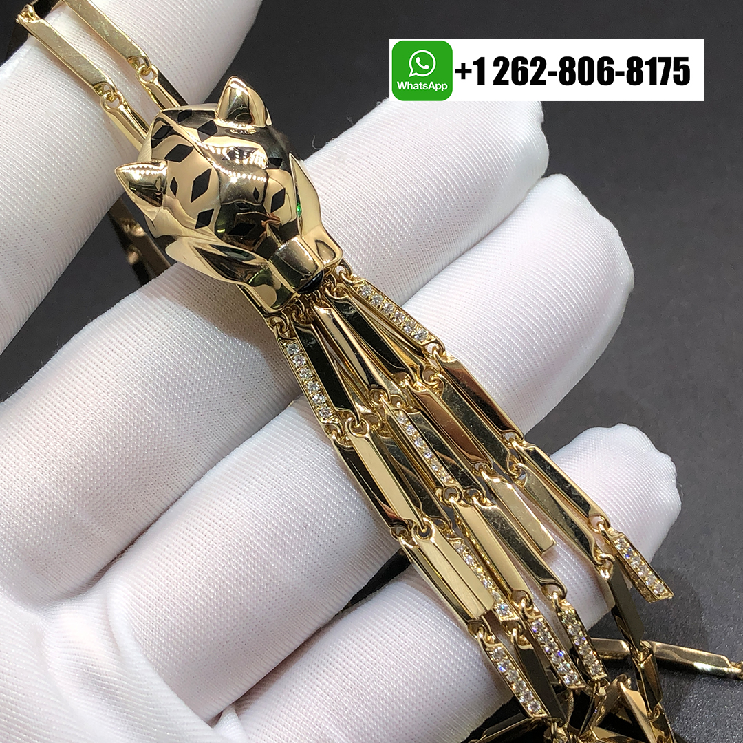 Cartier 18K Yellow Gold Double Panthere Tassel Long Strand Necklace