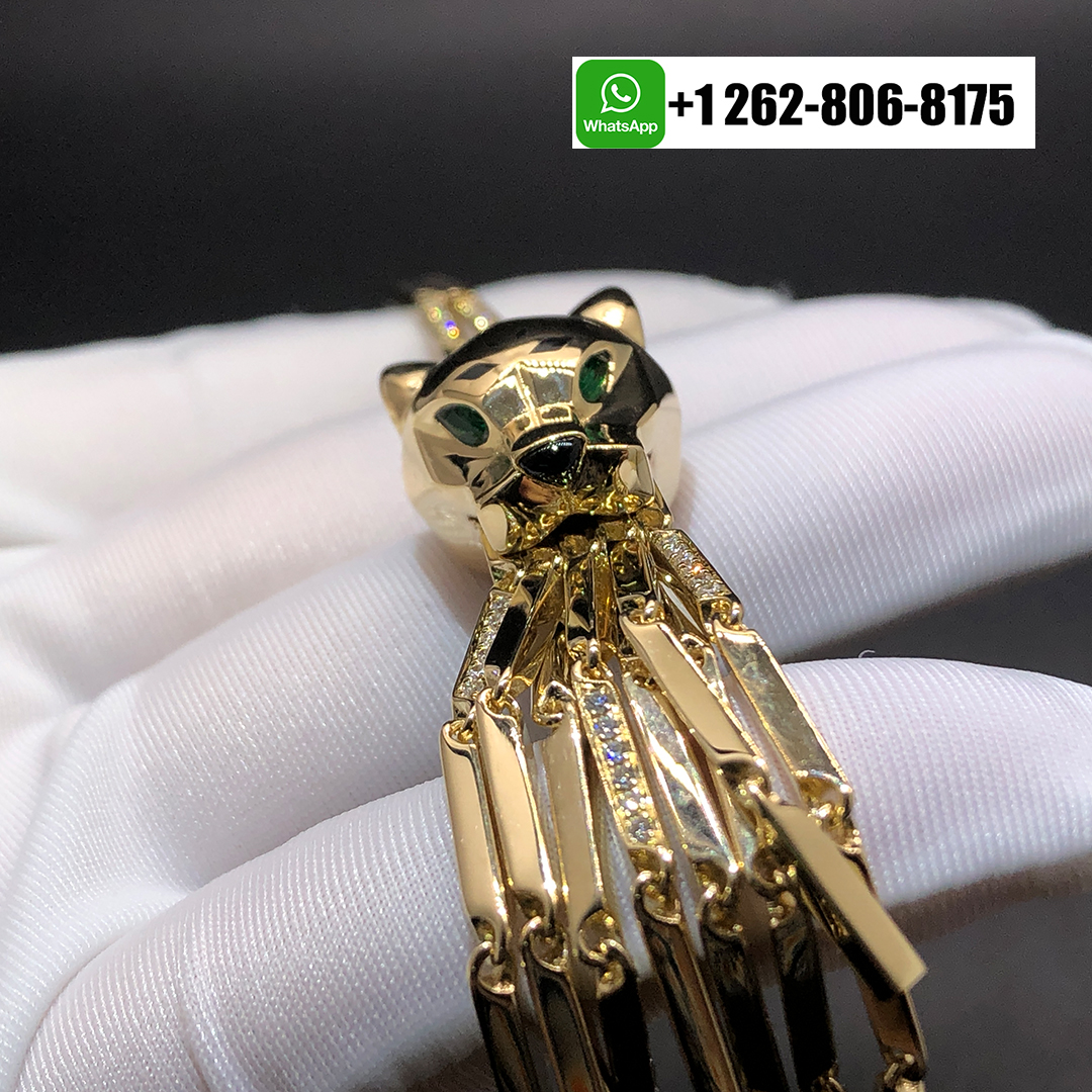 Cartier 18K Yellow Gold Double Panthere Tassel Long Strand Necklace