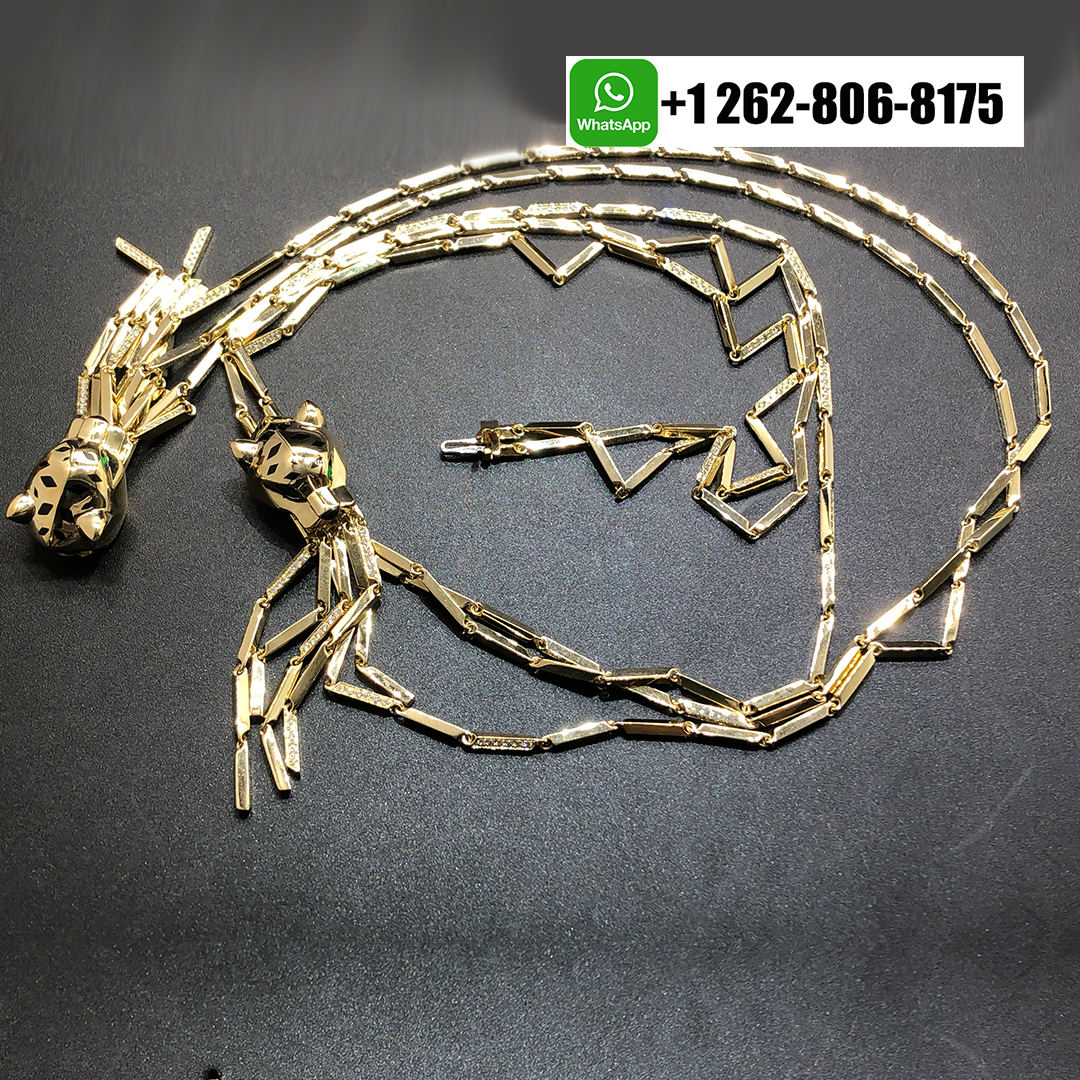 Cartier 18K Yellow Gold Double Panthere Tassel Long Strand Necklace