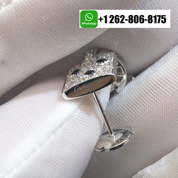 Cartier 18k White Gold Pave Diamond Onyx Panthere de Cartier Drop Emeralds Earrings N8026900