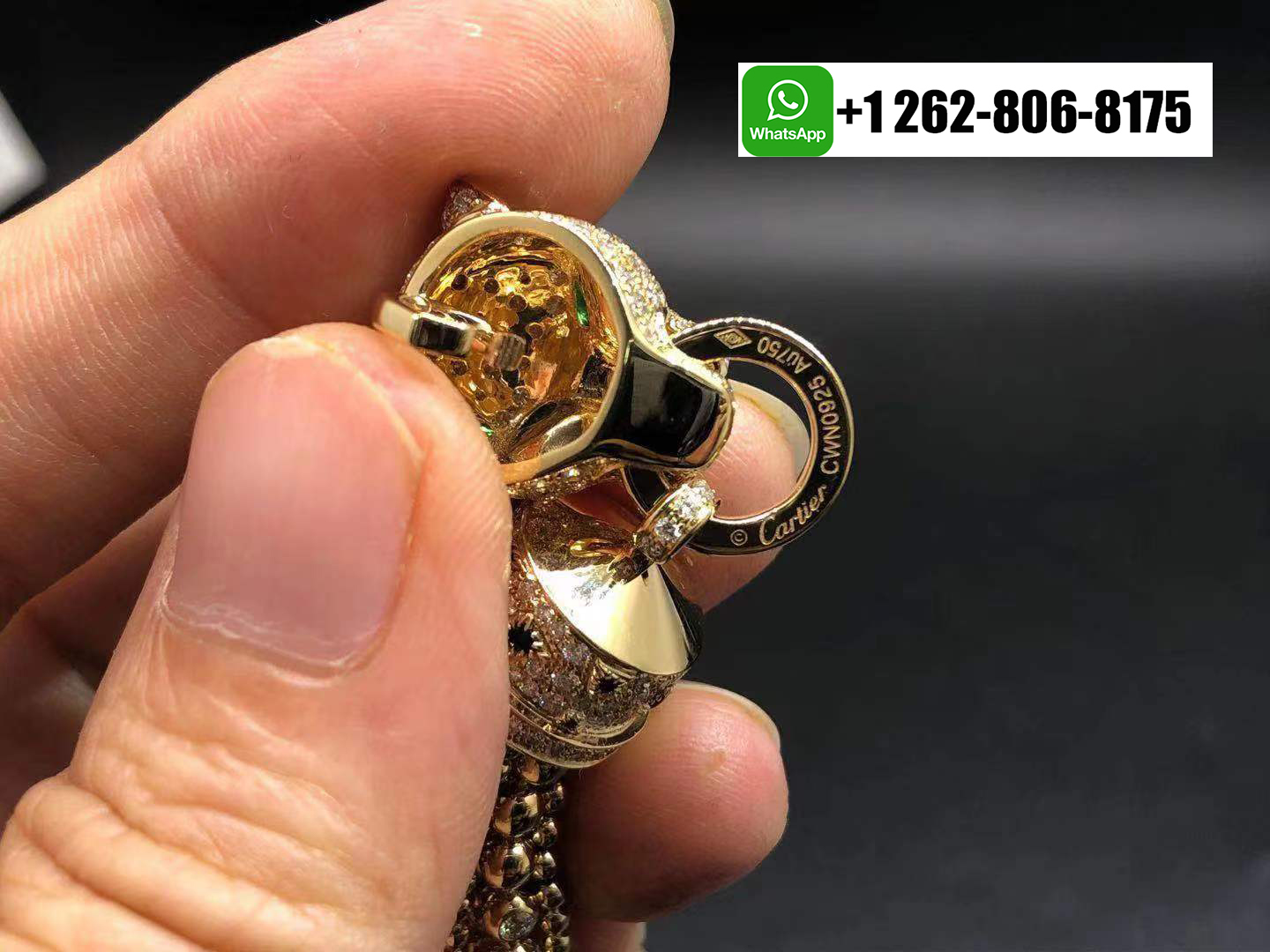 Cartier 18k Yellow Gold Panthere de Cartier Tassels Necklace Pave Diamonds, Onyx, Emeralds