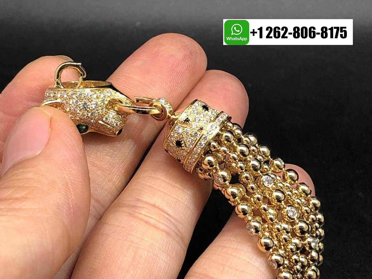 Cartier 18k Yellow Gold Panthere de Cartier Tassels Necklace Pave Diamonds, Onyx, Emeralds