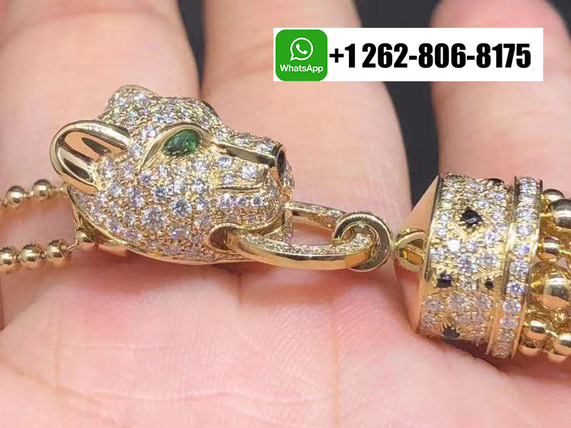 Cartier 18k Yellow Gold Panthere de Cartier Tassels Necklace Pave Diamonds, Onyx, Emeralds