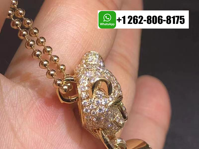 Cartier 18k Yellow Gold Panthere de Cartier Tassels Necklace Pave Diamonds, Onyx, Emeralds