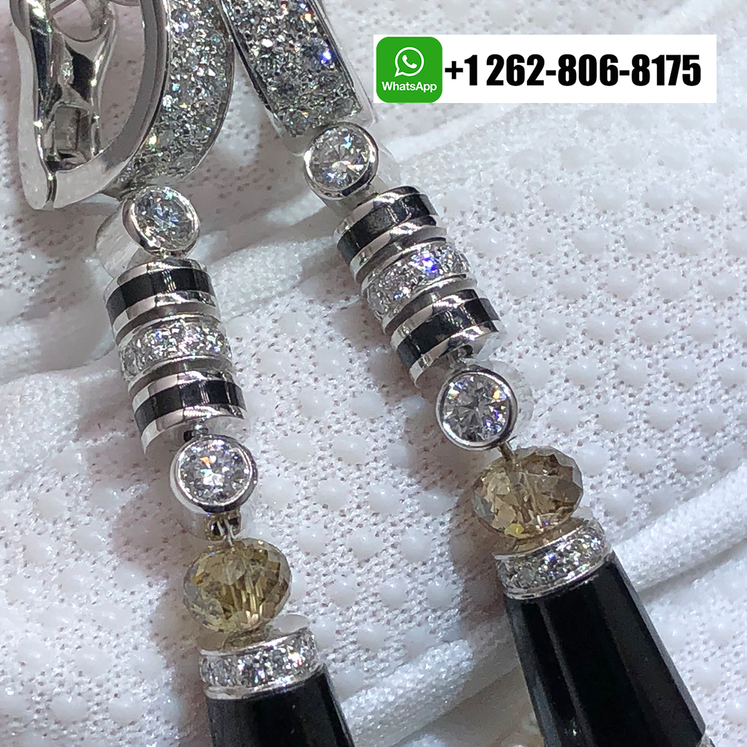 Cartier Geometry and Contrast Pearls, Onyx, Diamonds Platinum High Jewelry Earrings