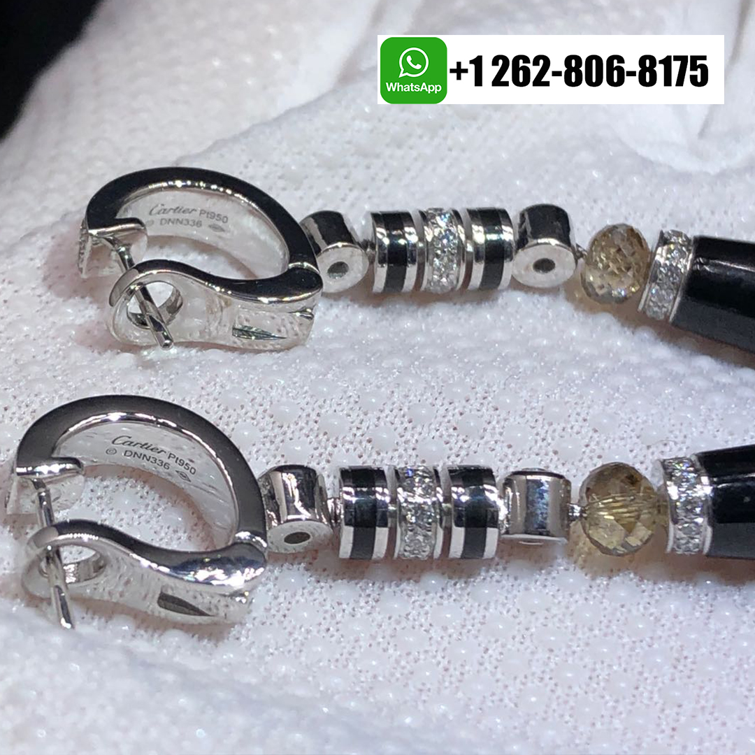 Cartier Geometry and Contrast Pearls, Onyx, Diamonds Platinum High Jewelry Earrings