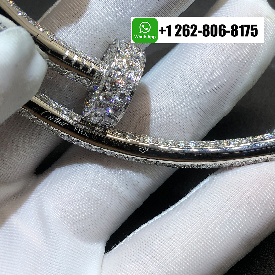 Cartier Juste un Clou Torque Necklace Extra-Large Model 18k White Gold Full Diamond Paved H7000221