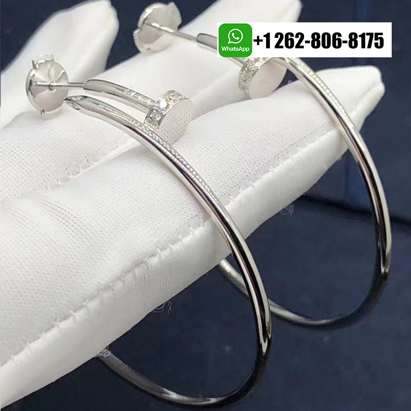 Cartier Juste un Clou Diamonds 18k White Gold Nail Large Hoop Earrings