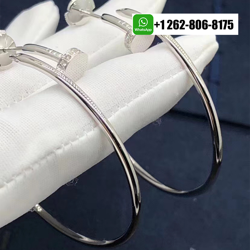 Cartier Juste un Clou Diamonds 18k White Gold Nail Large Hoop Earrings