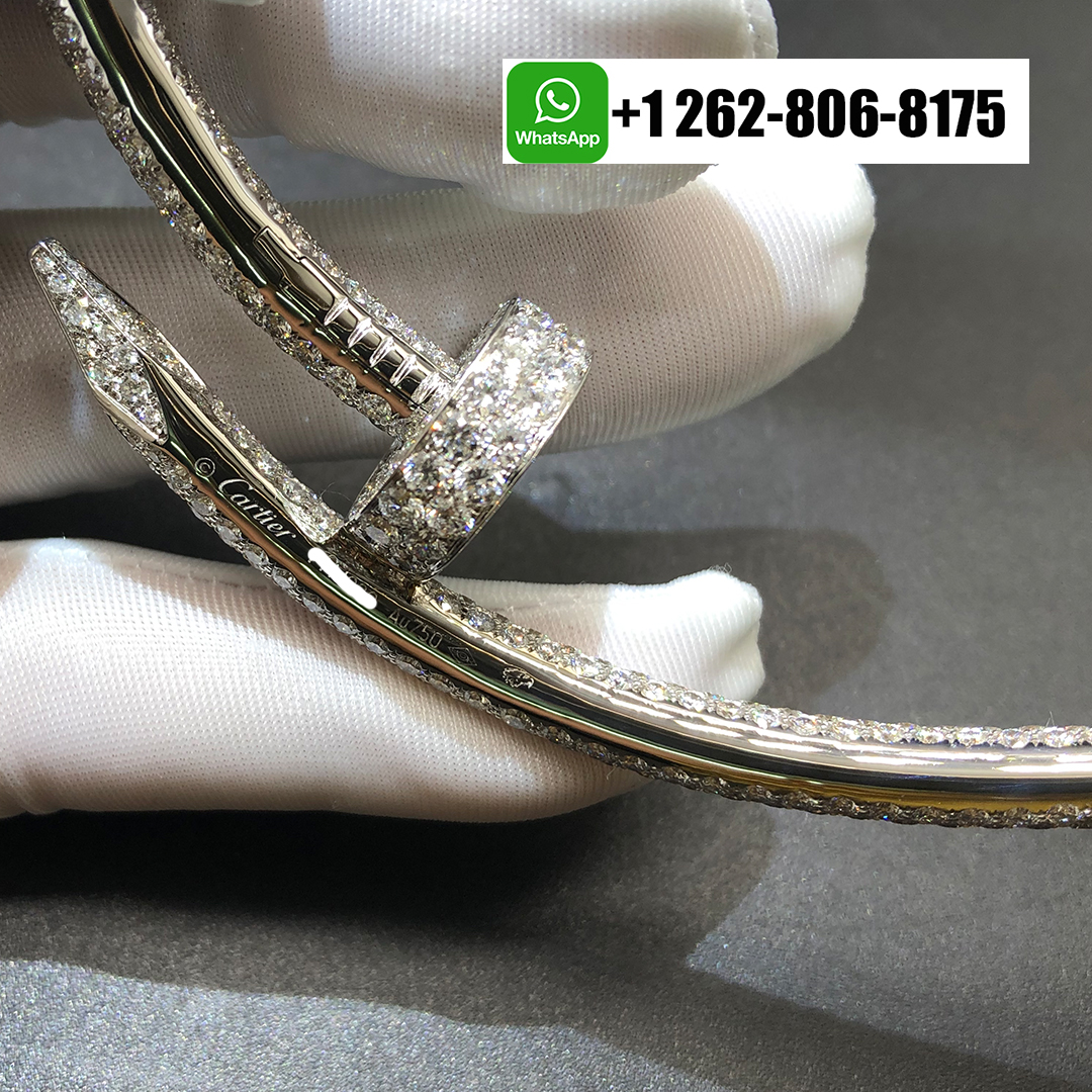 Cartier Juste un Clou Torque Necklace Extra-Large Model 18k White Gold Full Diamond Paved H7000221