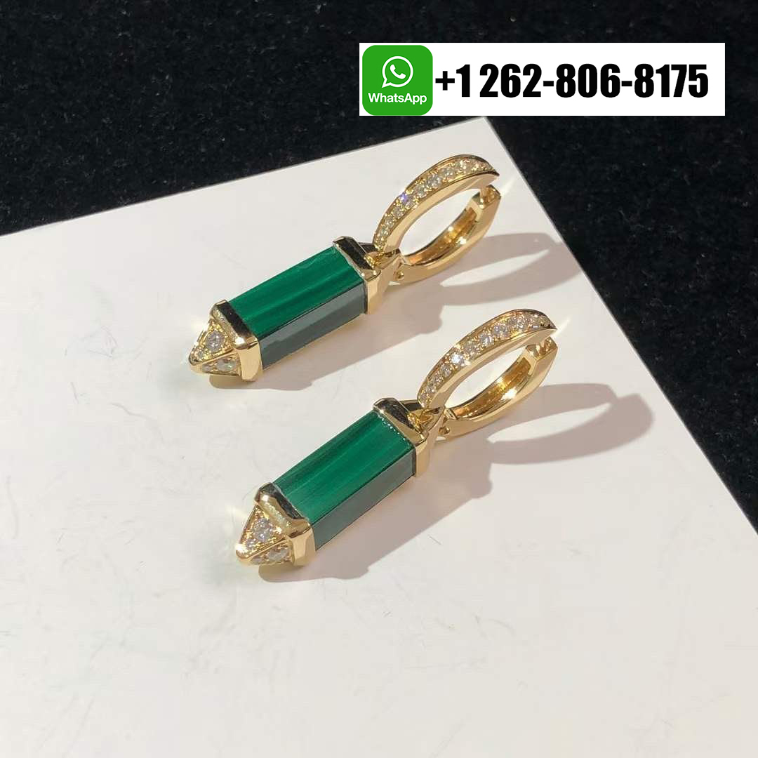 Cartier Les Berlingots de Cartier Sleeper Diamonds & Malachite Drop Earrings 18k Yellow Gold B8301505